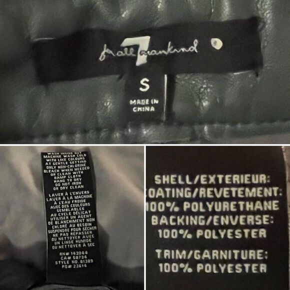 7 for All Mankind Faux Leather Skinny Pants High Waist Dark Gray Small - Picture 9 of 10